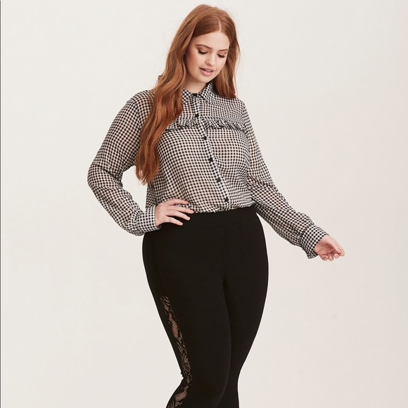 torrid Tops - Torrid Gingham Ruffled Blouse Size 2X